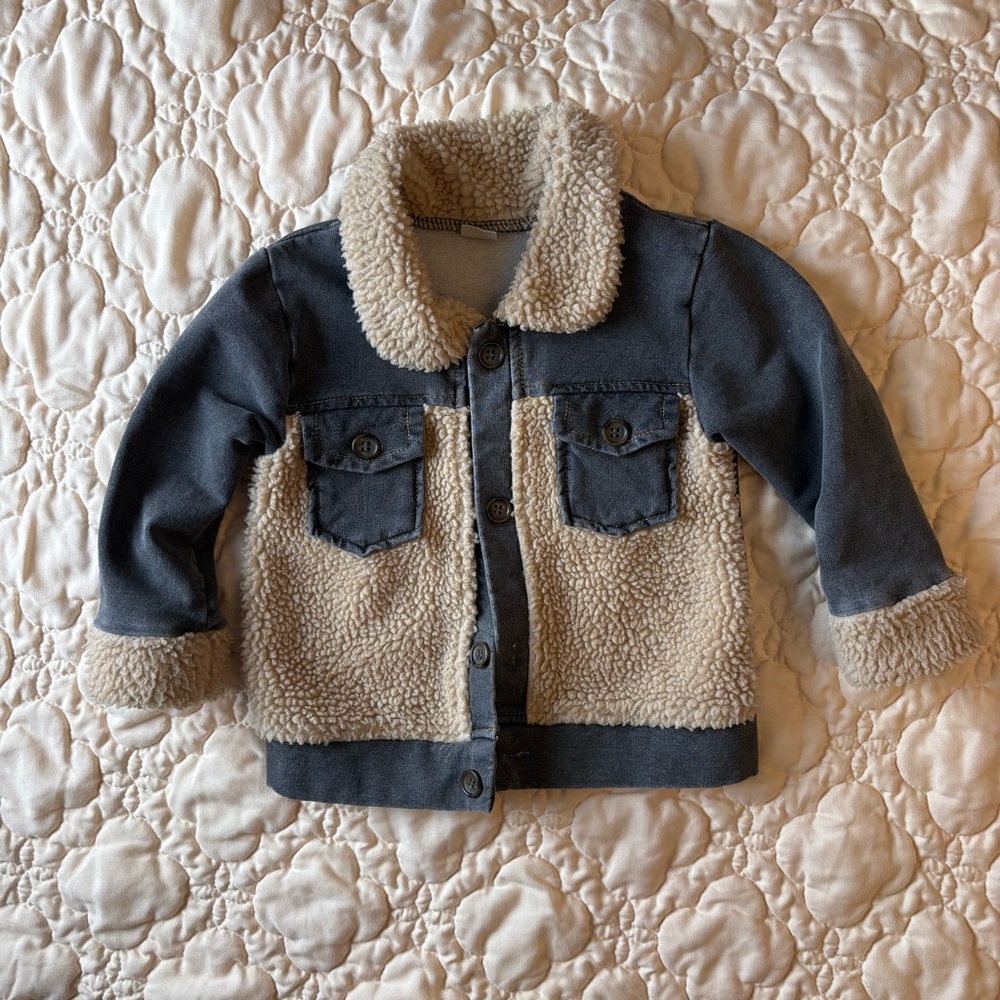 Stylish Blue and Cream Kids Jean Jacket